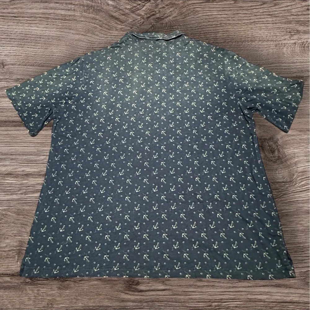 Polo Ralph Lauren Anchor Print Shirt Mens 2XLT Short Sleeve 100% Cotton‎